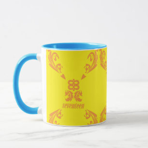 Caneca Damasco amarelo alaranjado