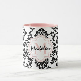 Caneca Damasco bonito personalizado monogramed