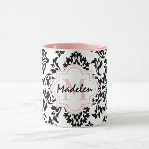 Caneca Damasco bonito personalizado monogramed