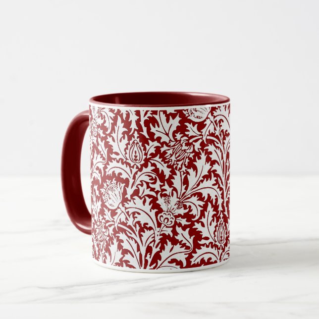 Caneca Damasco do cardo de William Morris, obscuridade - (Frente Esquerda)