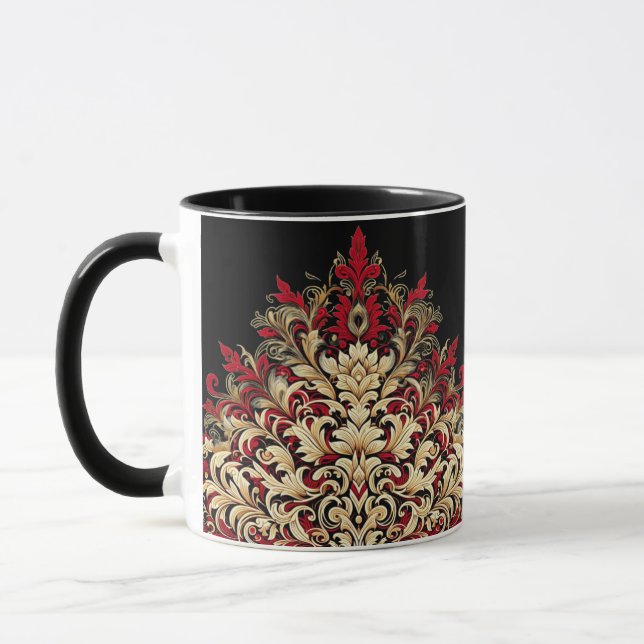 Caneca Damasco Dourado e Preto Vermelho (Esquerda)