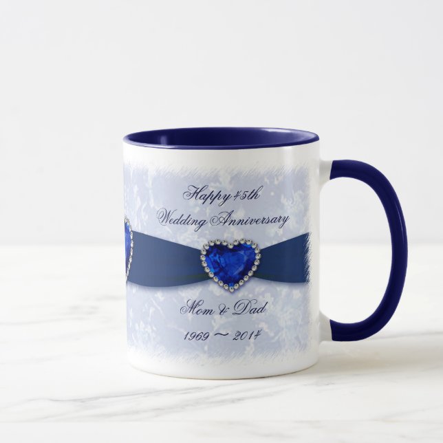 Caneca Damask 45th Wedding Anniversary Mug (Direita)