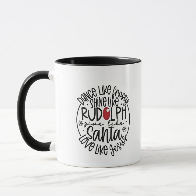 Caneca Dança como Frosty Brilhe como Rudolph Natal (Esquerda)