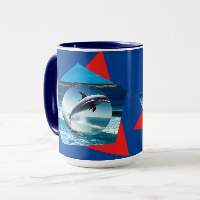 Caneca Dança De Golfinho Nas Ondas, Mug (Frente Esquerda)
