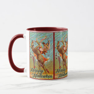 Caneca Dança feliz do Dia das Bruxas do vintage no traje