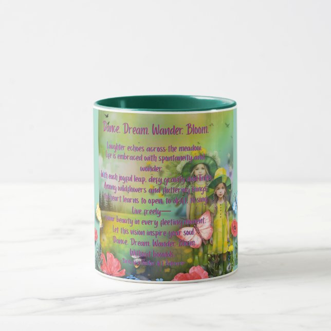 Caneca Dançar. Sonhar. Vaguear. Florescer. — Bumbum Inspi (Centro)