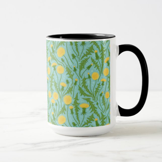 Caneca Dandeliões, verdes, amarelos e azuis (Direita)