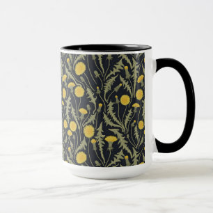 Caneca Dandeliões, verdes, amarelos e negros