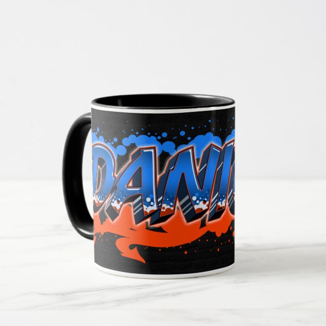Caneca Daniele Vorname Name Graffiti blue orange Tasse (Frente Esquerda)