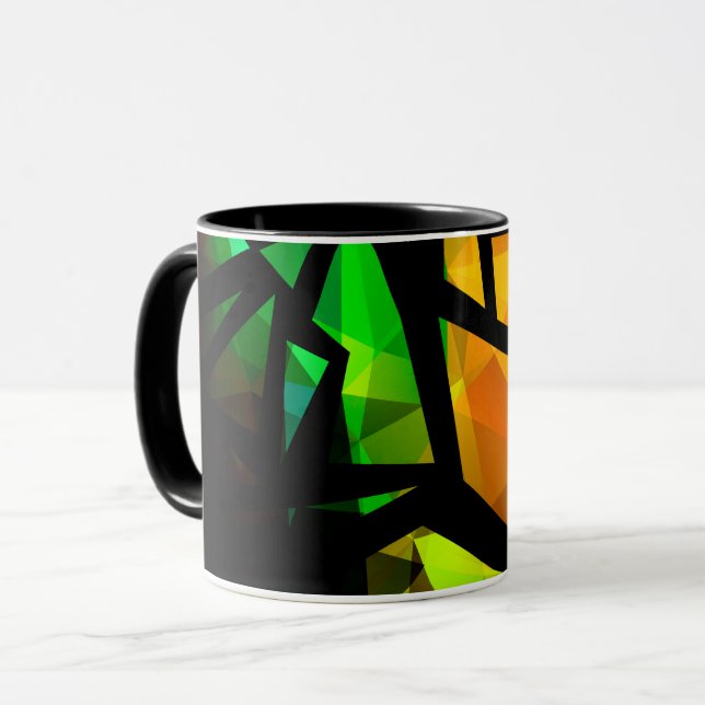 Caneca Dar abstrato moderno poligonal geométrico grafite (Frente Esquerda)