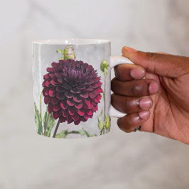 Caneca Dark Red Dahlia Bloom Floral Mug