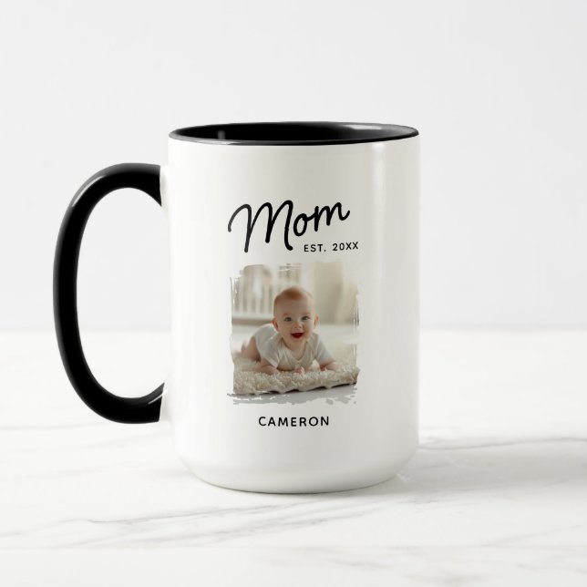 Caneca Data de Estabelecimento da Foto da Mãe (Esquerda)