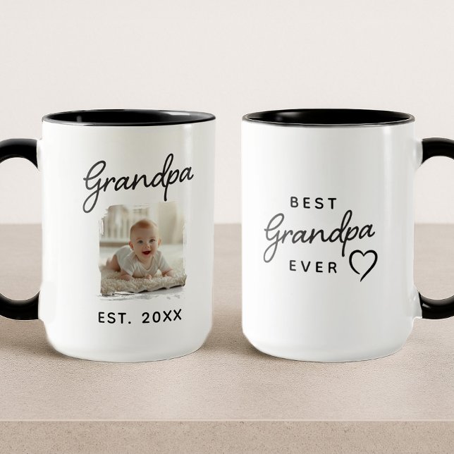 Caneca Data de estabelecimento da melhor foto de vovô de  (Criador carregado)