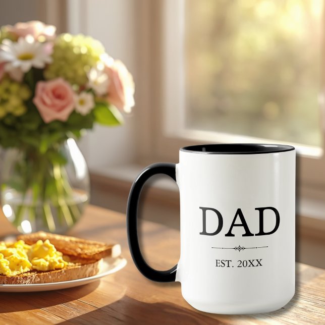 Caneca Data Estimada do Papai com Nomes das Crianças Café (Criador carregado)