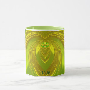 Caneca DAVE ~ GLOSSY 3D Dourado Amarelo Verde ~ Mug