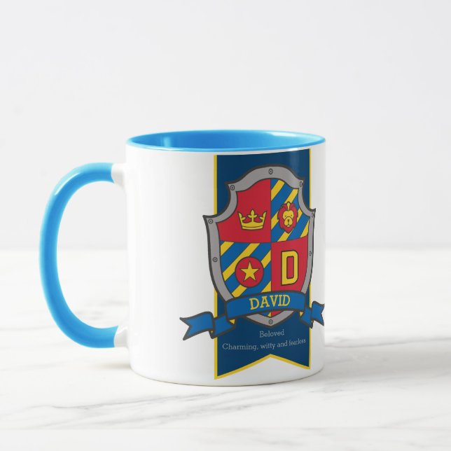 Caneca David knight shield red blue name significa mug (Esquerda)