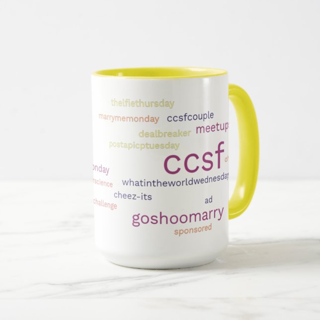Caneca de 15-oz amarela CCSF (Frente Esquerda)