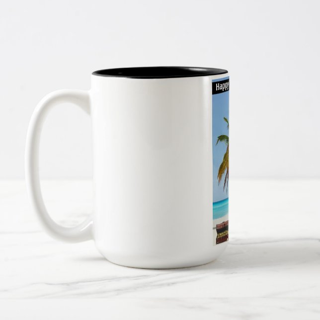 caneca de 2 tons de 15 oz. Feliz Aniversário Matey (Esquerda)