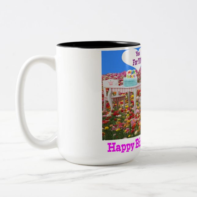 caneca de 2 tons de 15 oz. Feliz aniversário Princ (Esquerda)