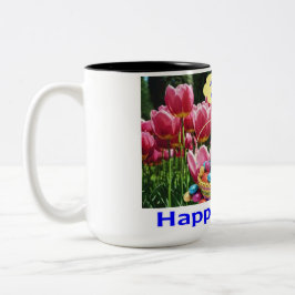 caneca de 2 tons de 15 oz. Felz pascoa alpaca/coel