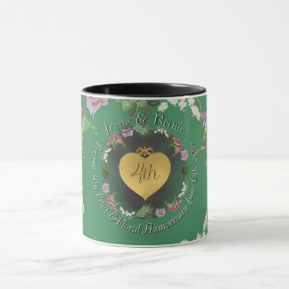 Caneca de 4º Aniversário de Frutas e Flores