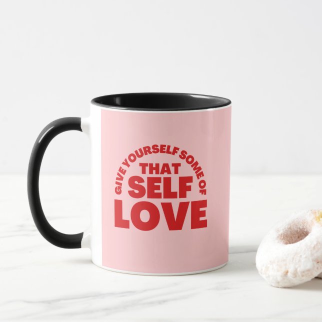 Caneca Dê a si mesmo uma inspiração de amor próprio (Com Donut)