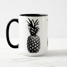Caneca de abacaxi com carimbo preto