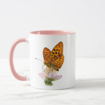 Caneca de Acento Floral Borboleta Laranja Rosa