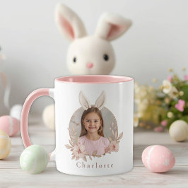 Caneca de Acento Rosa de Coelho de Páscoa Personal