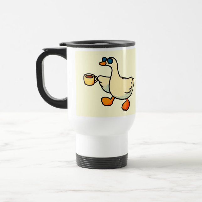 Caneca de Aço Inox com Pato Fofo e Xícara de Café (Esquerda)