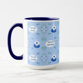 Caneca de Afirmações de Xícara de Café Azul 