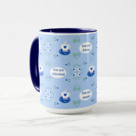 Caneca de Afirmações de Xícara de Café Azul