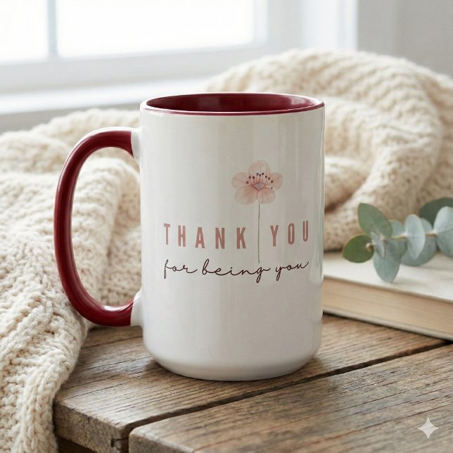 Caneca de Agradecimento por Ser Você (Thank someone special with this beautiful watercolor floral, "Thank you for being you" mug!)