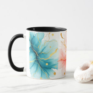 Caneca de água colorida abstrata com redemoinhos d