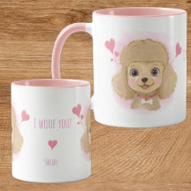Caneca de água-forte de poodle com nome personaliz