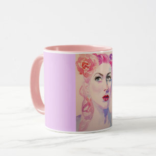 Caneca de água-forte lilás roxa vintage feminina d