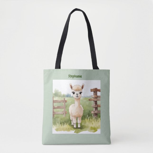 Caneca de Alpaca Bebê Fofa Bolsa Tote Personalizad (Frente)