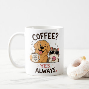 Caneca de Amantes de Café de Animais Fofos e Diver