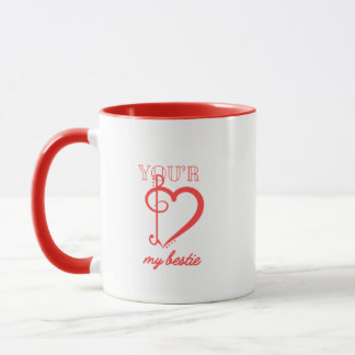 Caneca de Amizade Vermelha e Branca “Você é Minha 