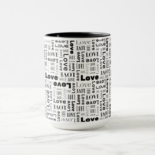 Caneca de Amor Abstrato Preto e Branco (Centro)
