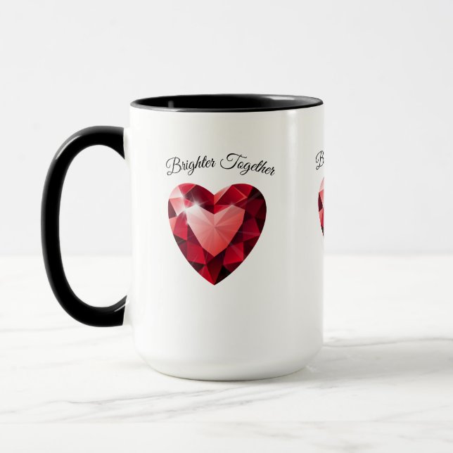 Caneca de Amor Coração de Rubi – Presente Elegante (Esquerda)