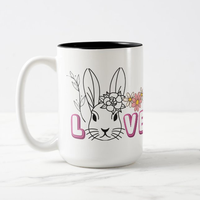 caneca de amor de coelhinho fofo (Esquerda)