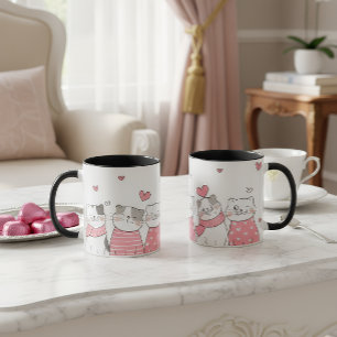 Caneca de Amor de Gato Fofo Gatos Adoráveis com Co