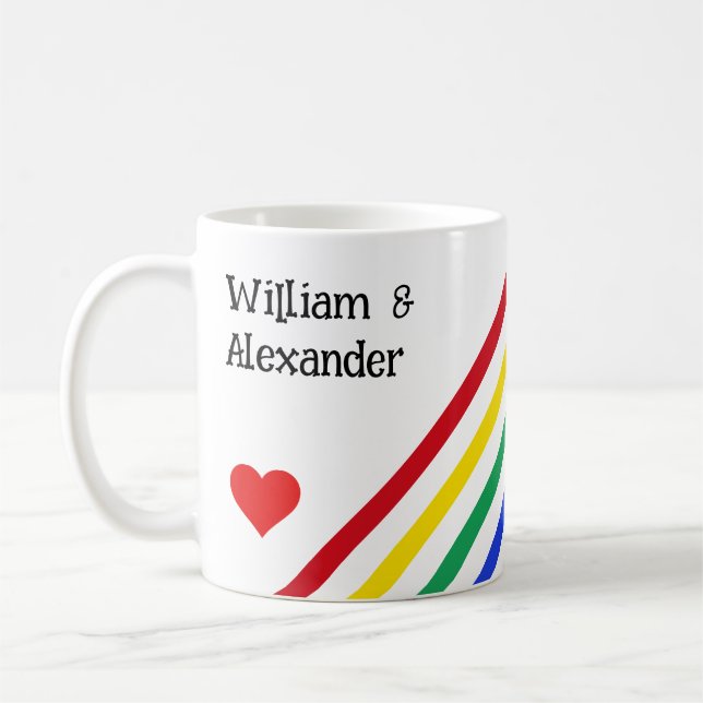 Caneca de Amor Personalizada com Listras de Arco-í (Esquerda)