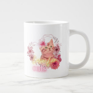 Caneca de Amor por Gatos – Xícara de Café Floral F