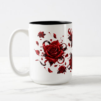 Caneca de Amor Rosa Vermelha Romântica | Xícara de