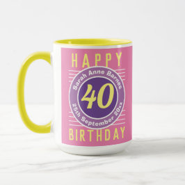 Caneca de Aniversário com Idade, Nome e Data