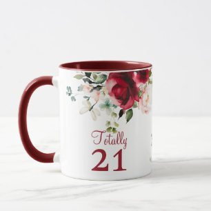 Caneca de aniversário de 21 anos floral