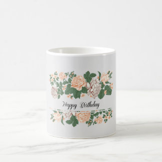 Caneca de aniversário floral do Elegant rosa