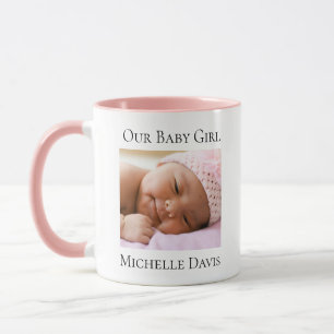 Caneca de Anúncio de Nascimento de Menina Rosa Bon